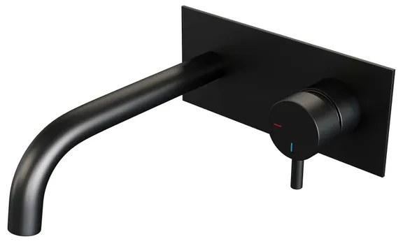 Brauer Black Edition Wastafelmengkraan inbouw - gebogen uitloop links - hendel kort smal - afdekplaat - model B 1 - mat zwart 5-S-004-B5