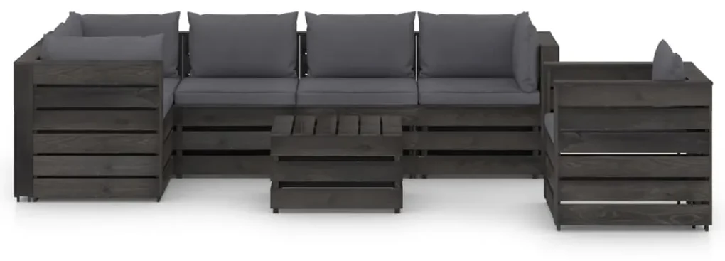 vidaXL 7-delige Loungeset met kussens grijs geïmpregneerd hout