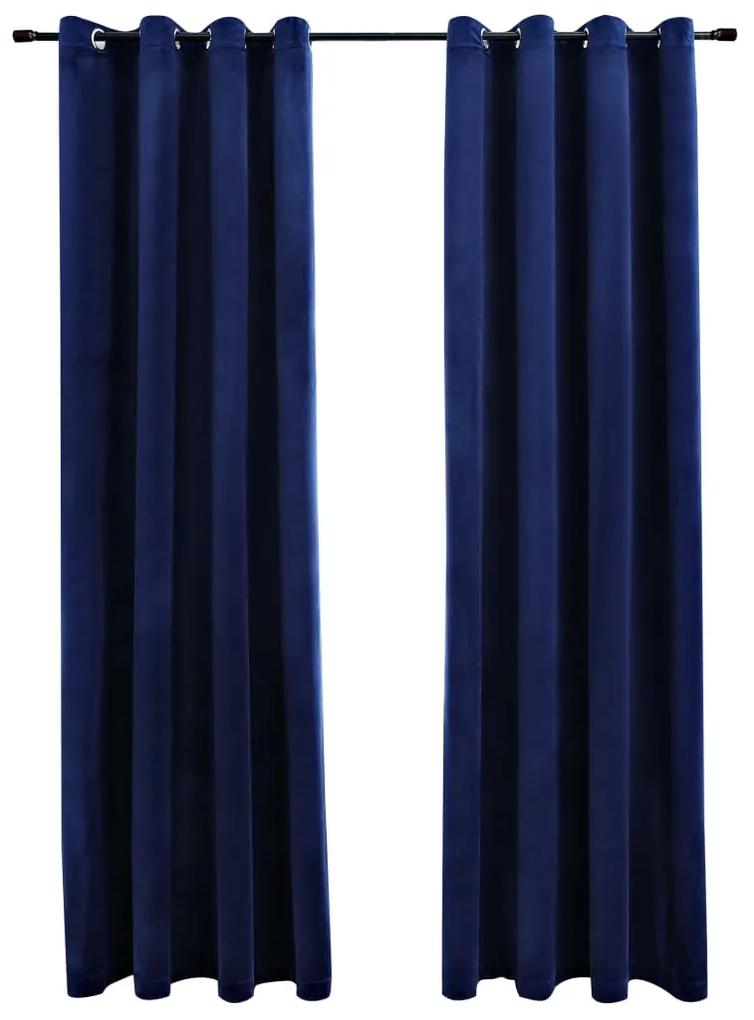 vidaXL Gordijn verduisterend met ringen 2 st 140x245 cm fluweel blauw