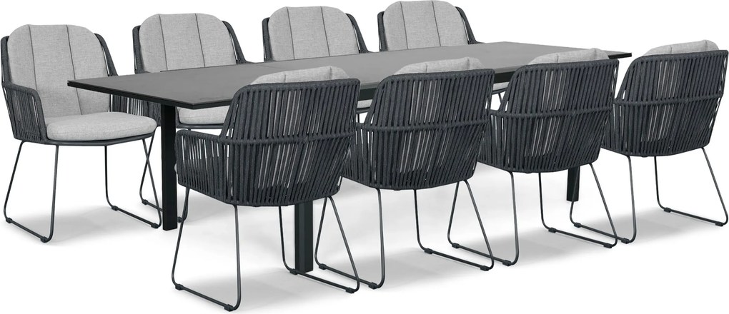 Tuinset 8 personen 200 cm Rope Grijs Domani Furniture Trivento/Tivario
