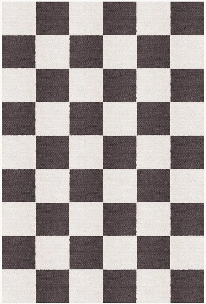 Handgeweven laagpolig juten vloerkleed Chess Flatweave