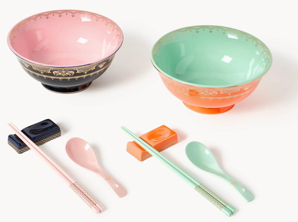 Handgemaakte serviesset Asian, 2 personen (10-delig)