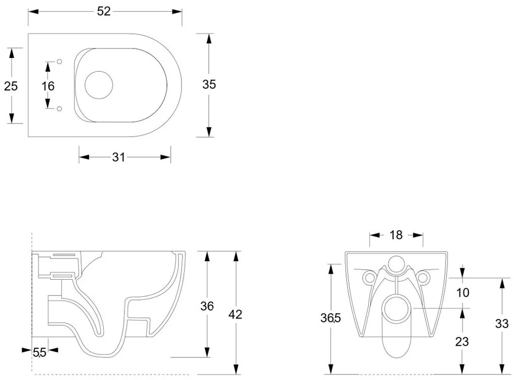 Xenz Gio randloos toilet 52cm met vortexspoeling wit mat