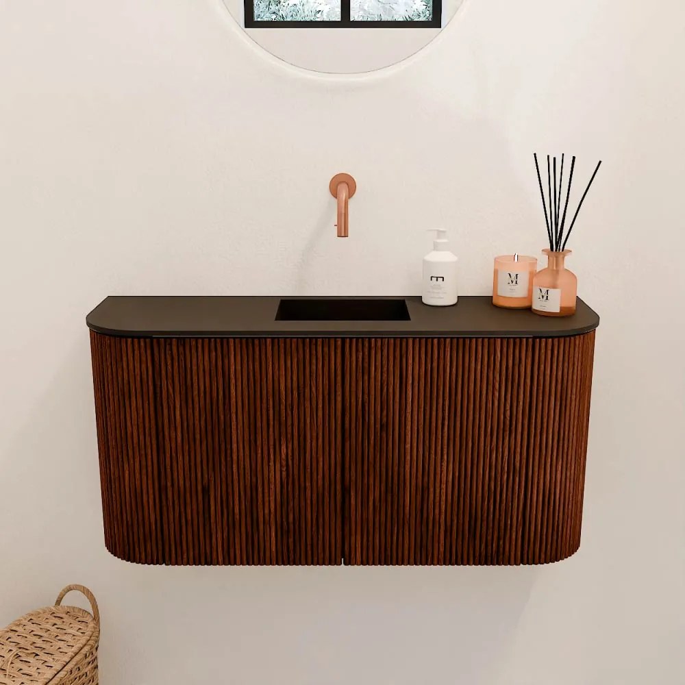 Mondiaz Joya 85cm toiletmeubel ronding links/rechts ruby met wastafel faye midden zonder kraangat urban