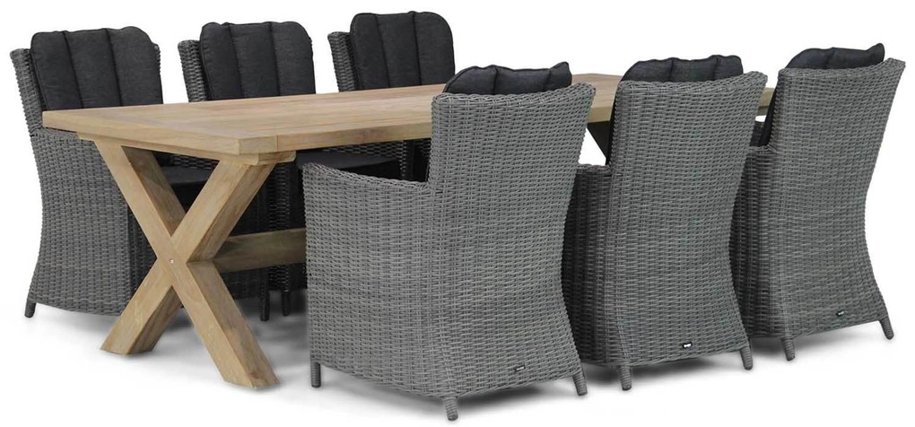 Tuinset 6 personen 240 cm Wicker Zwart Garden Collections Venerdi/Oregon