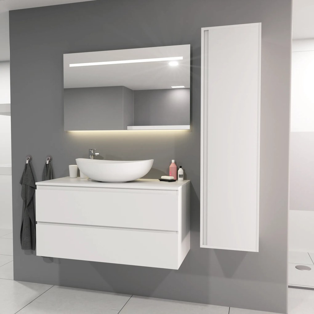 SaniGoods Sally badkamermeubel 100cm wit mat met Solid Surface waskom ovaal