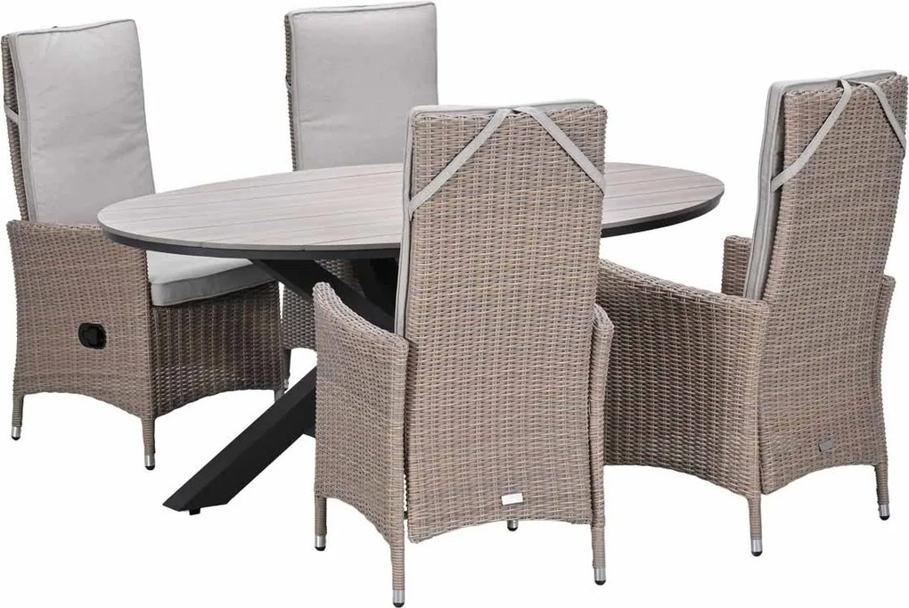 Garden Impressions Collin tuinset 5-delig - Tulli tuintafel 180 x 115 cm - light teak vironwood