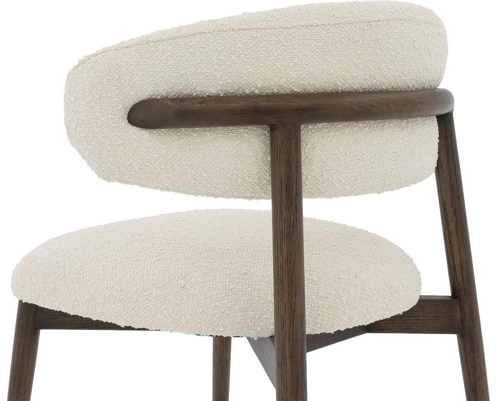 Goossens Stoel Diede met Massief Houten Frame beige stof leuning, stijlvol landelijk
