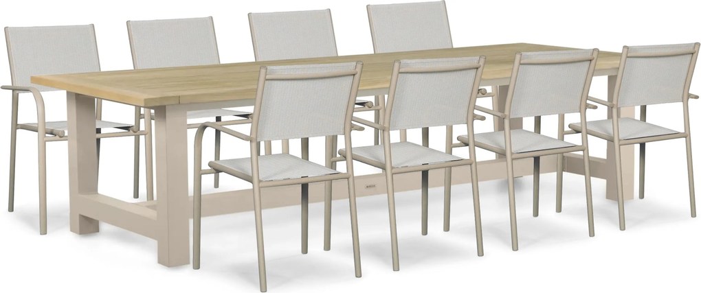 Tuinset 8 personen 300 cm Aluminium Taupe Presto Brentino/San