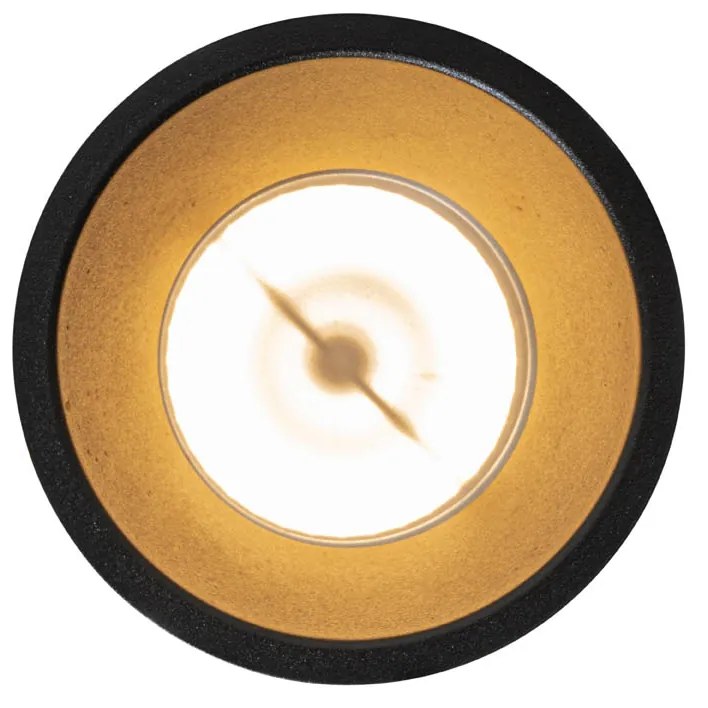 Set van 6 moderne inbouwspots zwart met goud GU10 70mm IP44 - Dept