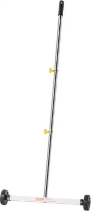VEVOR magnetische veegmachine met wielen, 43 cm, 4,5 kg draagvermogen, magnetische borstel met verstelbare handgreep, voor het opzuigen van spijkers en schroeven, reiniging van garages en dakprojecten.
