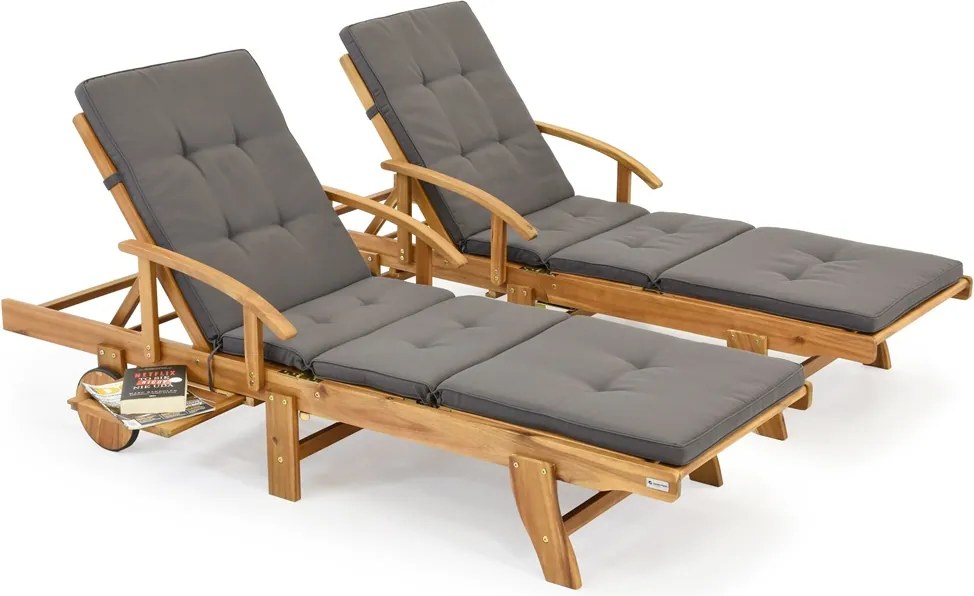 Set van twee houten ligstoelen met kussens Costa Rica Garden Point