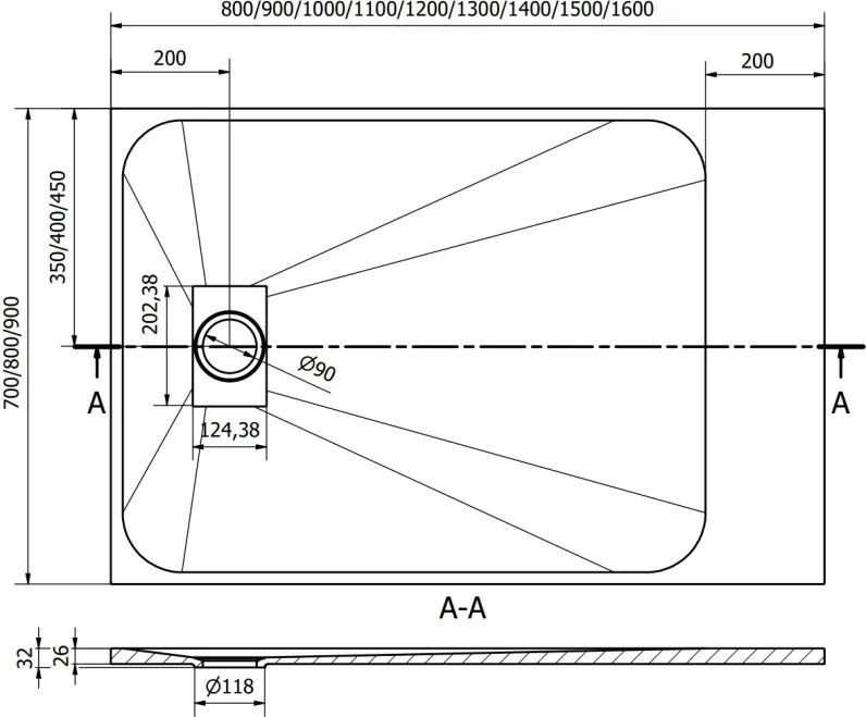 Mexen Hugo rechthoekige SMC douchebak 100 x 90 cm, wit - 42109010