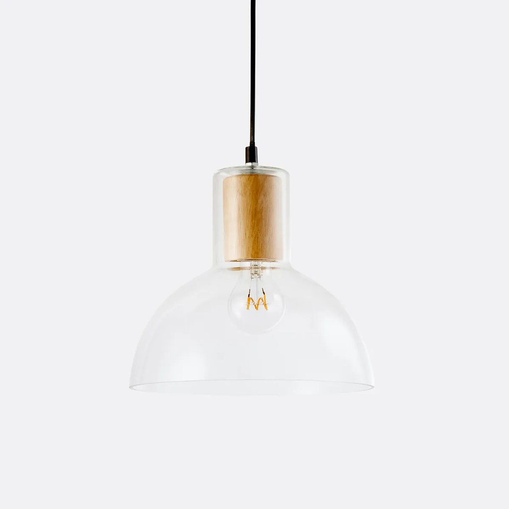 Hanglamp in glas en hout  Ø24,5 cm, Lizia
