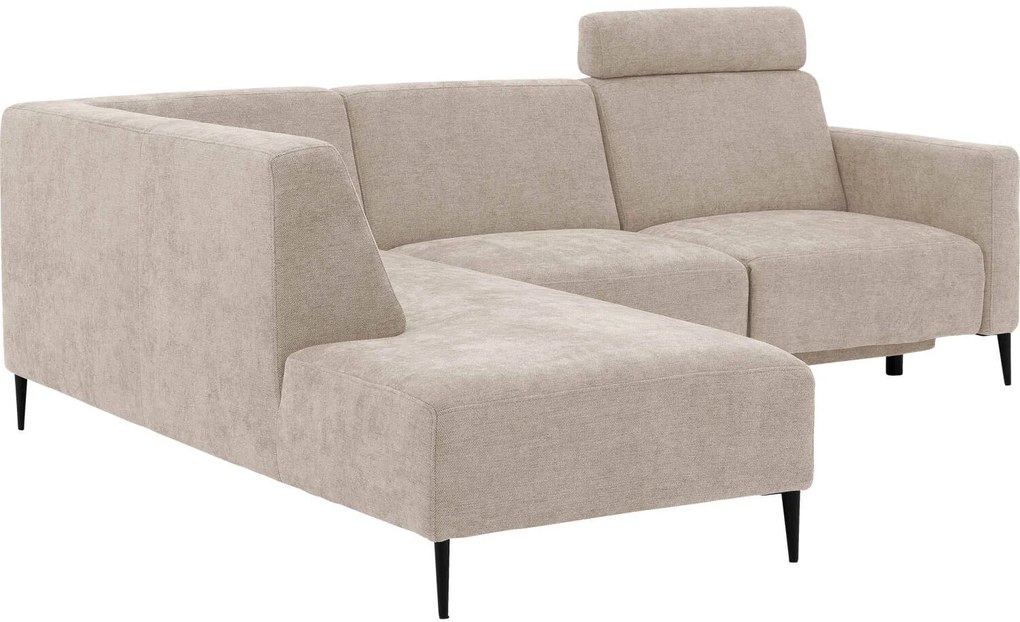 Goossens Hoekbank Tiolo Met Relaxfunctie En Hoofdsteun bruin, stof, 3-zits, modern design met ligelement links