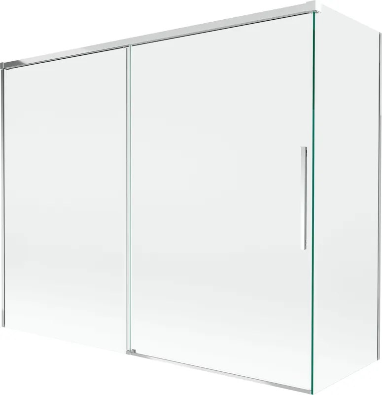 Mexen Rox badwand 2-delig schuifbaar 190 + 80 x 150 cm, transparant, chroom - 8C9-190-080-01-00