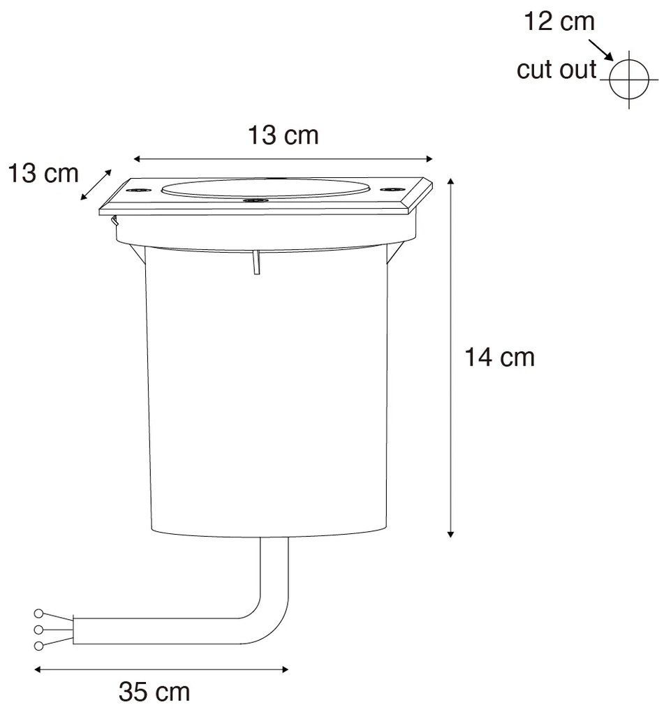 Buiten grondspot zwart vierkant verstelbaar IP65 - Delux