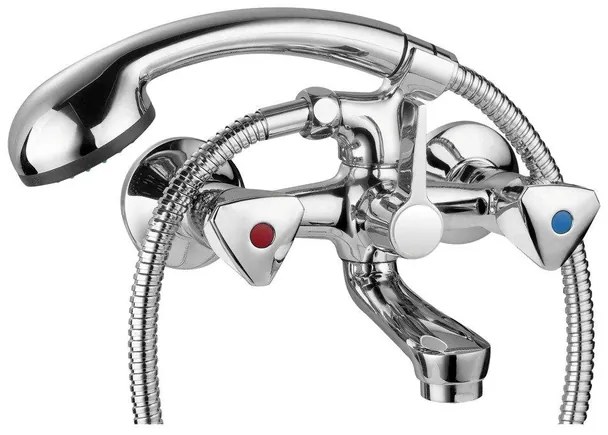 Go by Van Marcke Easy II tweegreepsmengkraan baddouche compleet inclusief handdouche hartafstand 15cm inclusief rozetten en S-koppelingen 185702