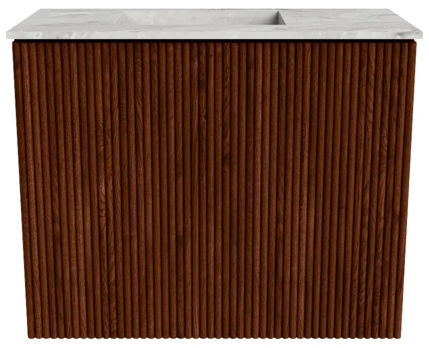 Mondiaz Joya DLux 50cm toiletmeubel ruby met wastafel faye links 1 kraangat glace