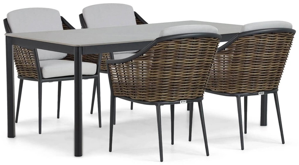 Tuinset 4 personen 180 cm Aluminium/wicker Grijs Coco Olivine/Como