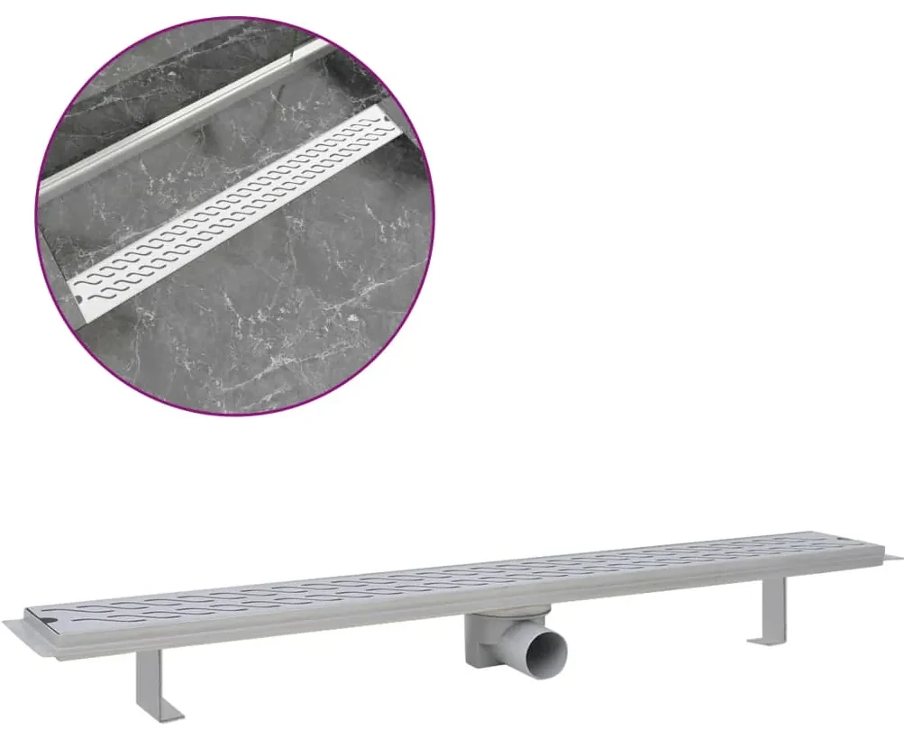 vidaXL Doucheafvoer rechthoekig golf 930x140 mm roestvrij staal