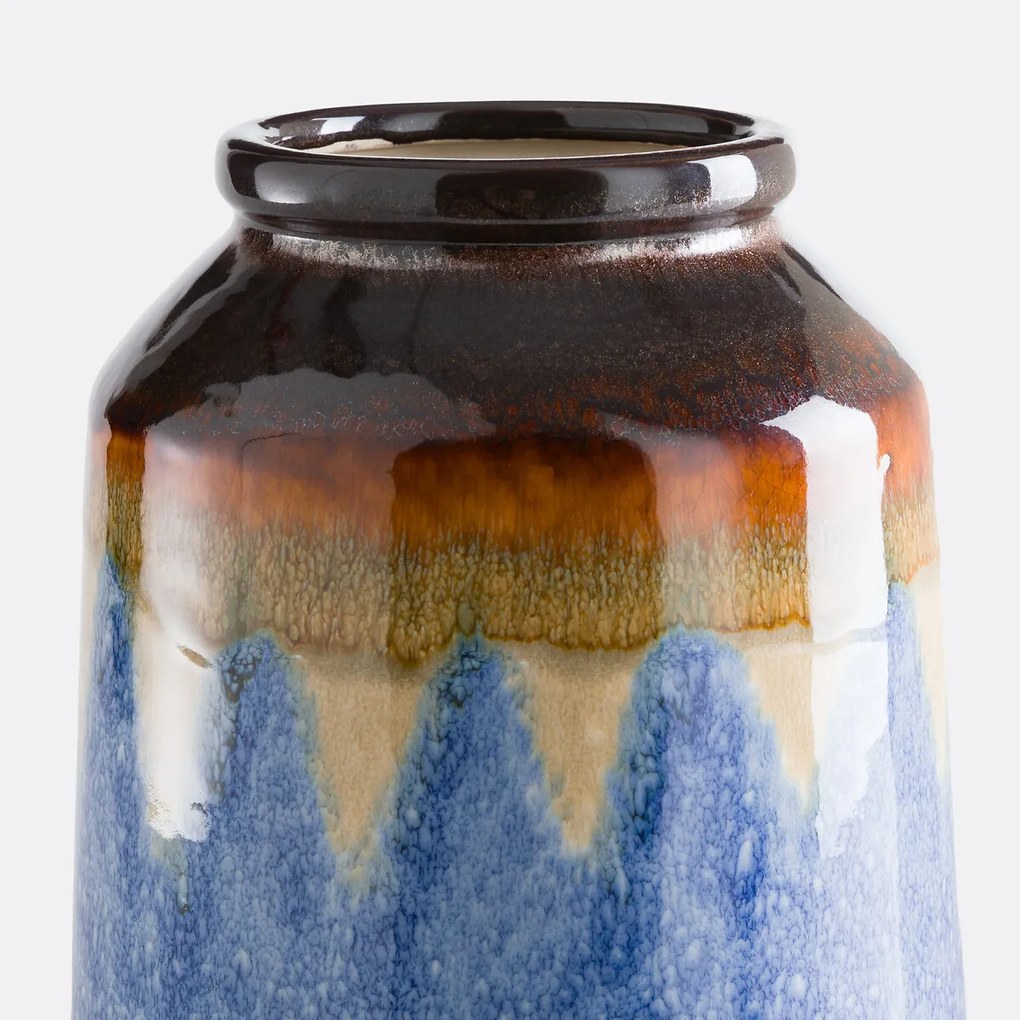 Blauwe keramieken vaas, 29 cm hoog, ZIA
