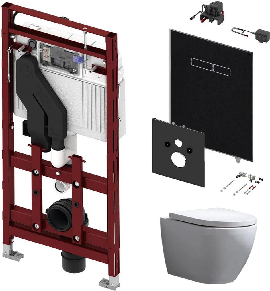 Tece 400 Toiletset met Geurafzuiging - Inbouw WC Hangtoilet Wandcloset Beauti Rimfree - Elektronische sen-Touch Bedieningsplaat Zwart