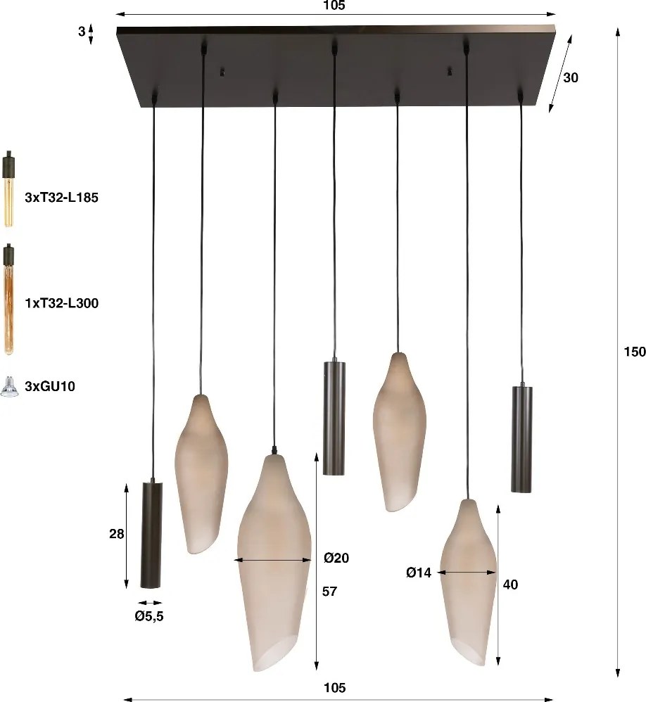 Hanglamp Met Organische Glazen Kappen