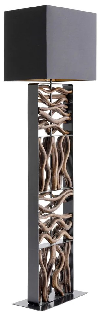 Zwarte Vloerlamp Met Hout