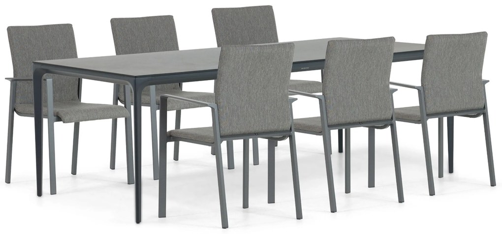 Tuinset 6 personen 220 cm Aluminium/textileen Grijs Lifestyle Garden Furniture Rome/Cesar