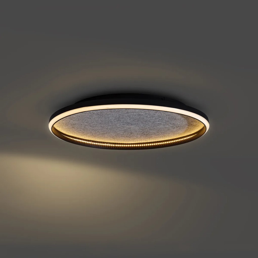 Design plafondlamp zwart met vilt incl. LED 3-staps dimbaar - Xavi Felt