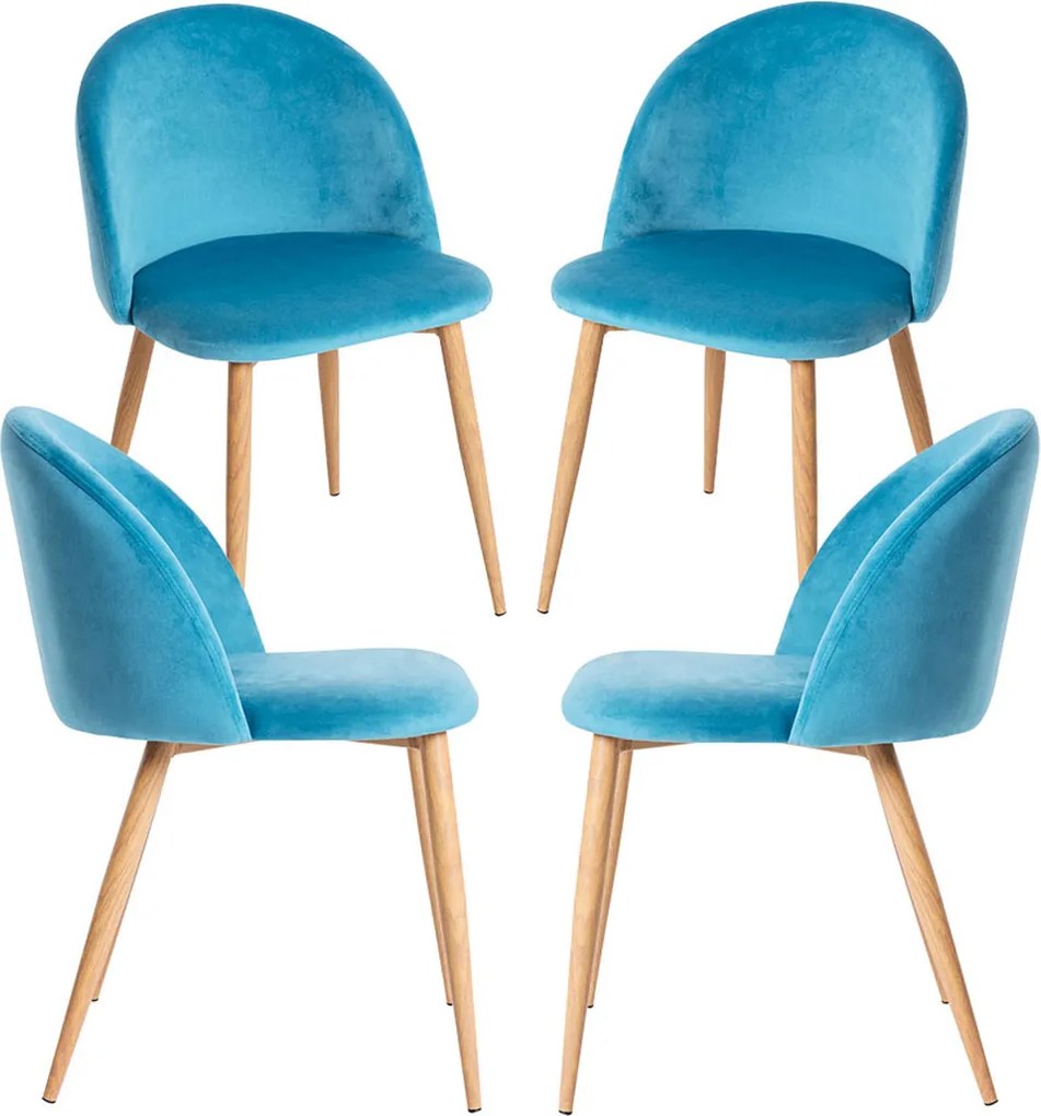 Set 4 Vint Fluwelen Stoelen