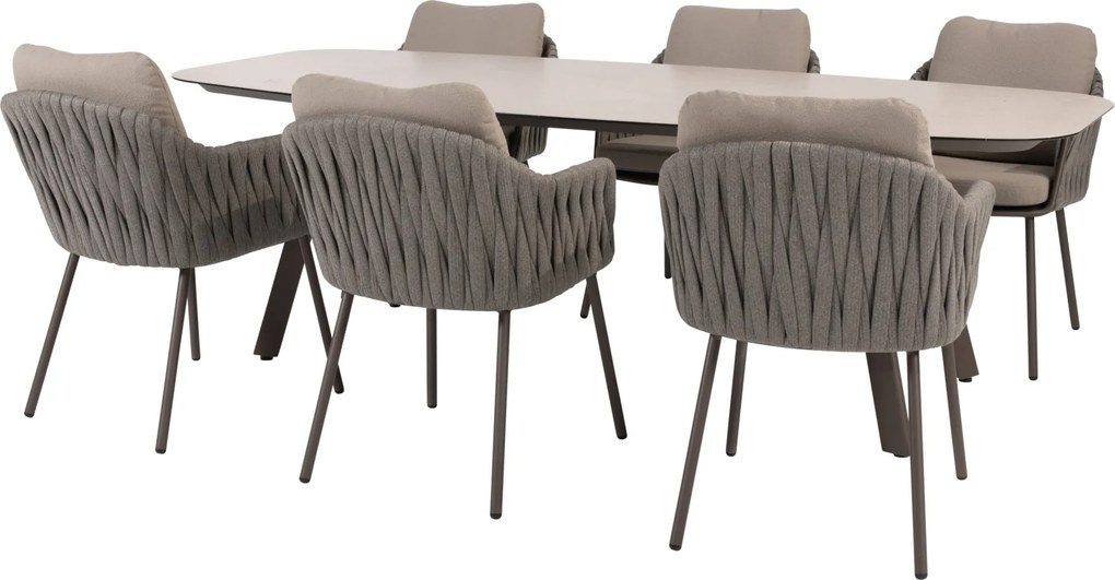 Manolo Cannes dining tuinset 240x103xH75 cm 7 delig keramiek terre Taste 4SO