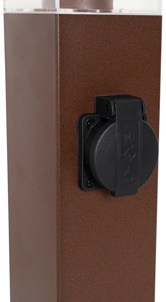 Buitenlamp roestbruin met grondpin en kabelmof 80cm incl. stopcontact IP44 - Malios