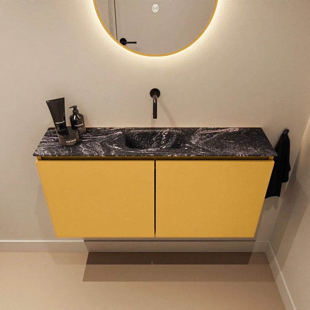 Mondiaz Ture DLux toiletmeubel 100cm ocher met wastafel lava midden zonder kraangat