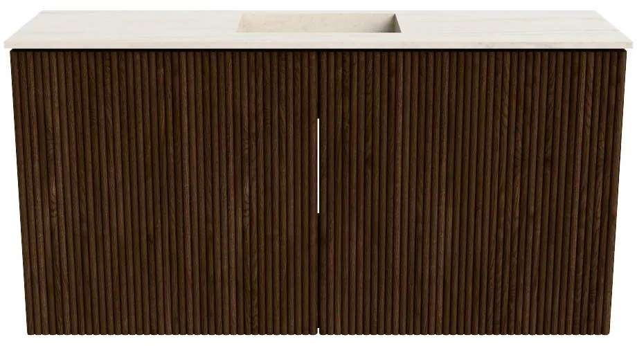 Mondiaz Joya DLux 80cm toiletmeubel walnut met wastafel faye midden zonder kraangat meli