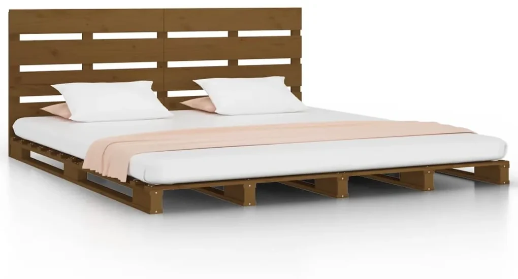 vidaXL Bedframe massief grenenhout honingbruin 135x190 cm 4FT6 Double