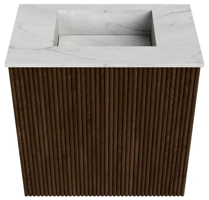 Mondiaz Joya DLux 40cm toiletmeubel walnut met wastafel faye midden zonder kraangat opalo