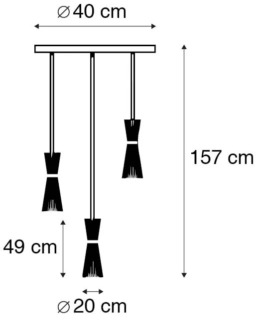 Landelijke hanglamp zwart rond 3-lichts - Broom Art Deco E27 Binnenverlichting Lamp