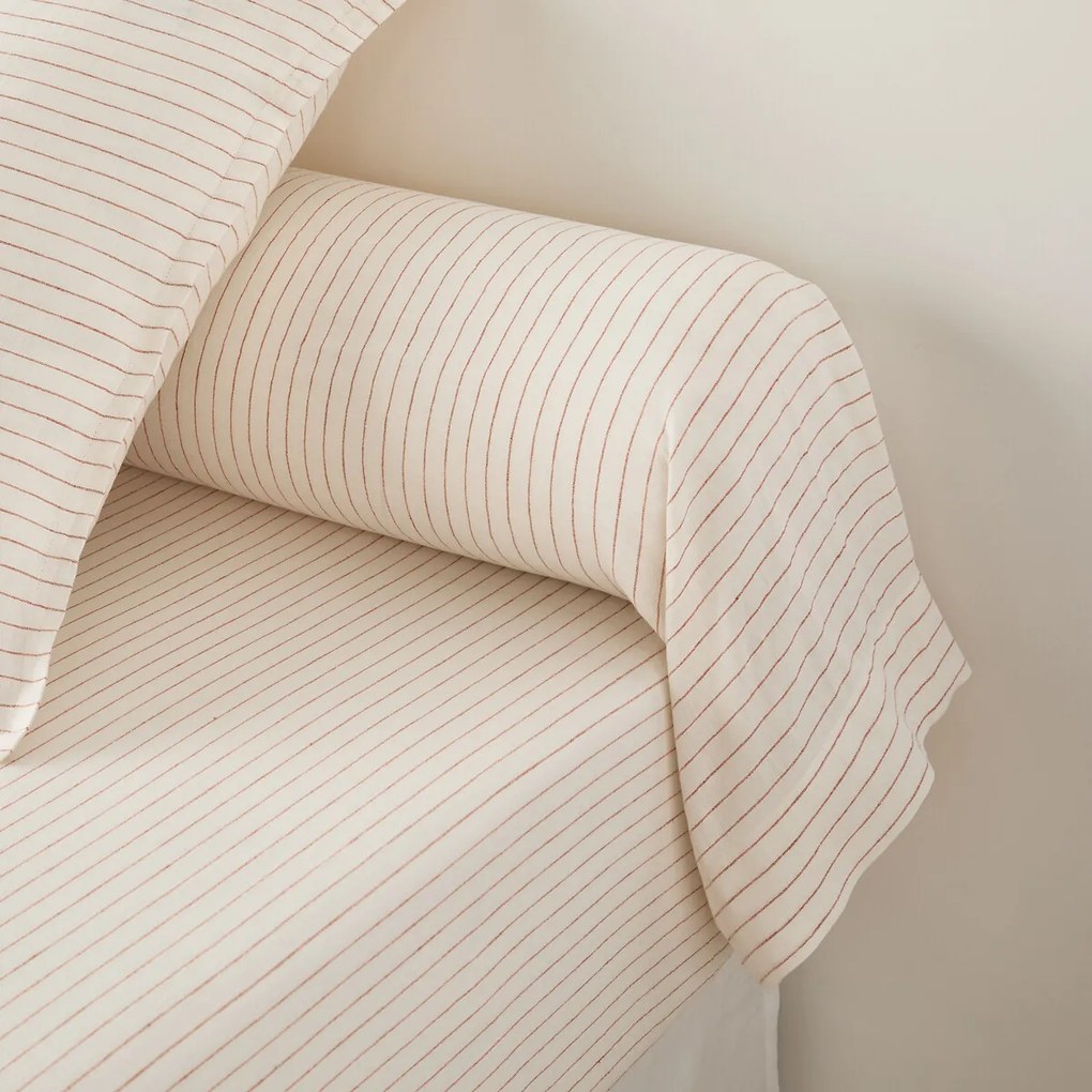 Bolstersloop in gewassen linnen, gestreept, Linot