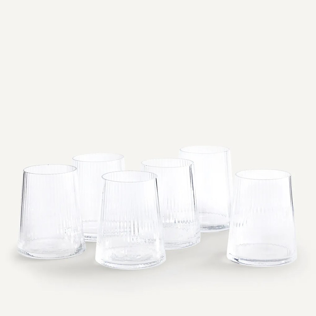 Set van 6 geribbelde waterglazen, Strivi