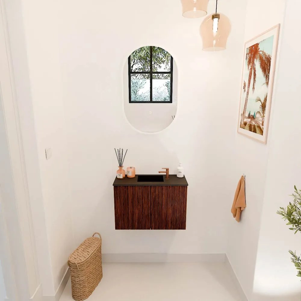 Mondiaz Joya 60cm toiletmeubel ruby met wastafel faye midden 1 kraangat urban