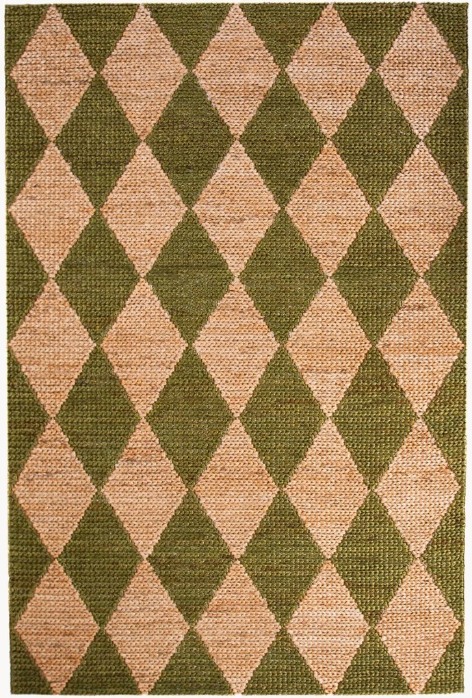 Handgeweven platgeweven juten vloerkleed Effie Diamond