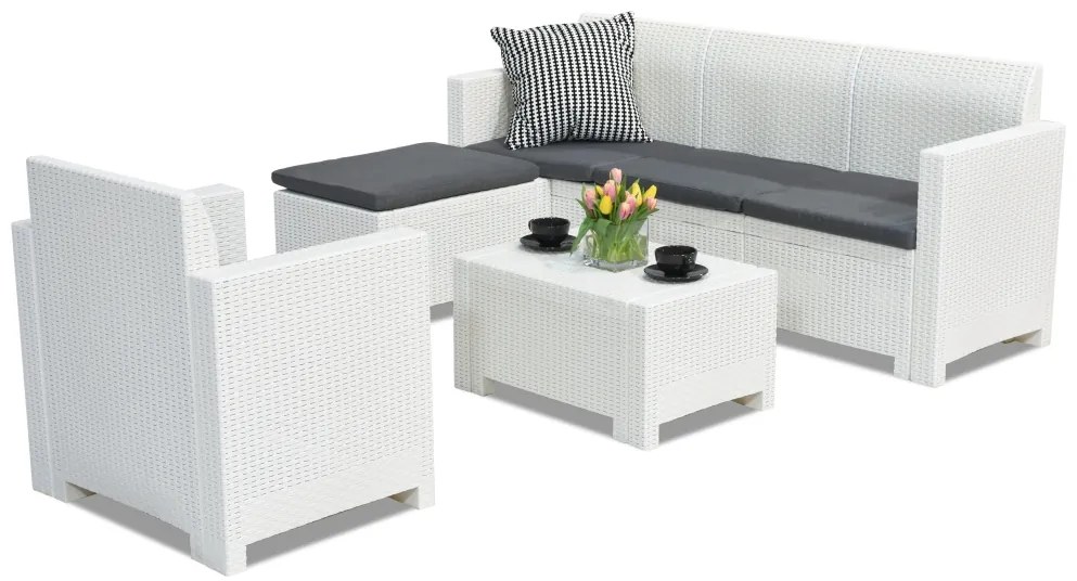 Nebraska Relax Corner 5 witte Bica technorattan loungemeubelset