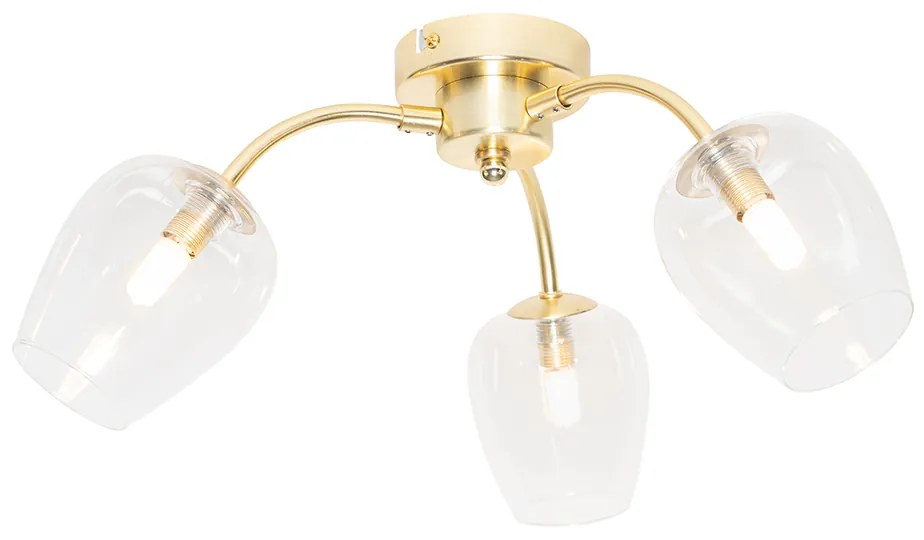 Klassieke plafondlamp goud met glas 3-lichts - Elien