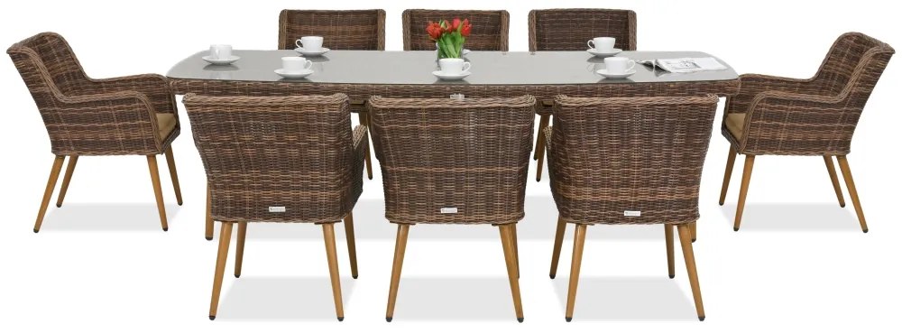 Exclusieve dining tuinset met grote tafel Córdoba voor 8 personen Garden Point bruin