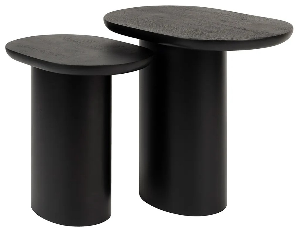 Tafeltjes Set Zwart Hout Organisch - 48 X 32cm.