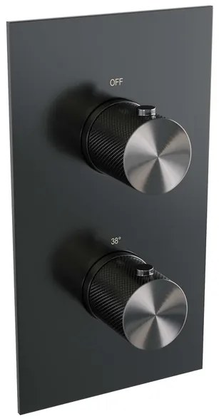 Brauer Gunmetal Carving inbouwthermostaat - met inbouwdeel - 2 carving knoppen - PVD - geborsteld gunmetal 5-GM-092