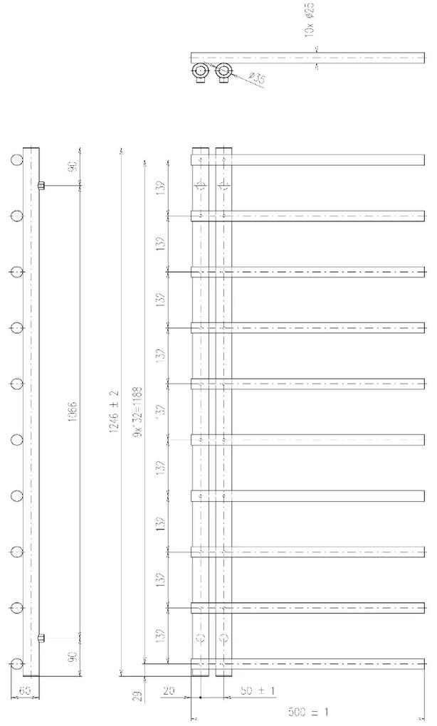 Sapho Justina badkamerradiator 125x50cm mat zwart