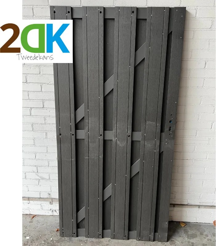 Tweedekans - Tuindeur composiet Stijl antraciet met antra alu frame incl. beslag (90 x 180 cm)